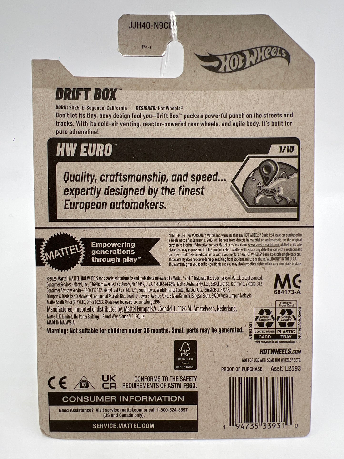 2026 Hot Wheels B Case HW Euro #65 Drift Box Red 165i