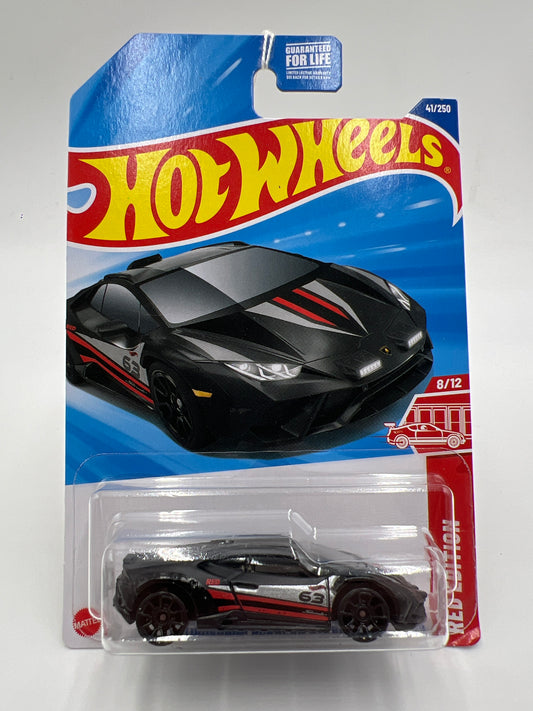 2025 Hot Wheels Target Exclusive Red Edition #41 Lamborghini Huracan Sterrato Black 143A