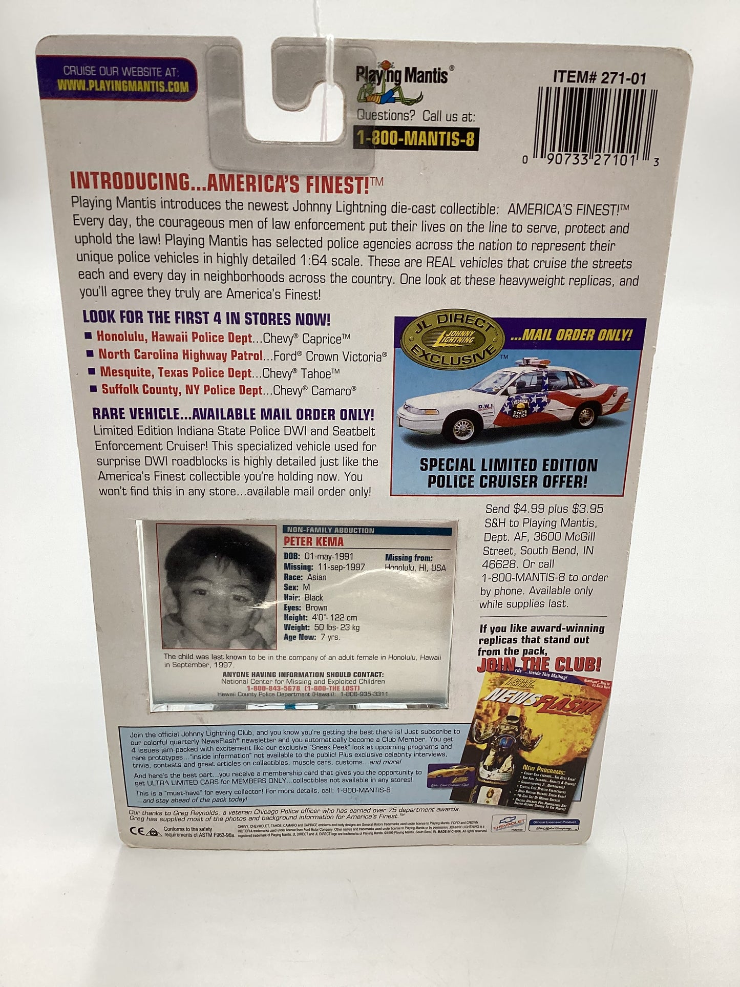 JOHNNY LIGHTNING Americas Finest Honolulu Police Dept Chevy Caprice White
