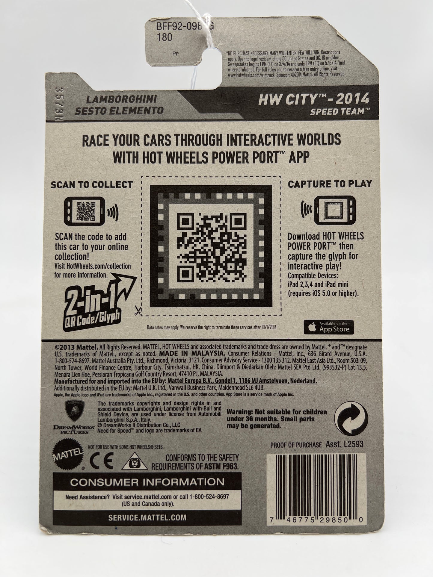 2014 Hot Wheels City #39 Need For Speed Lamborghini Sesto Elemento Gray 102C