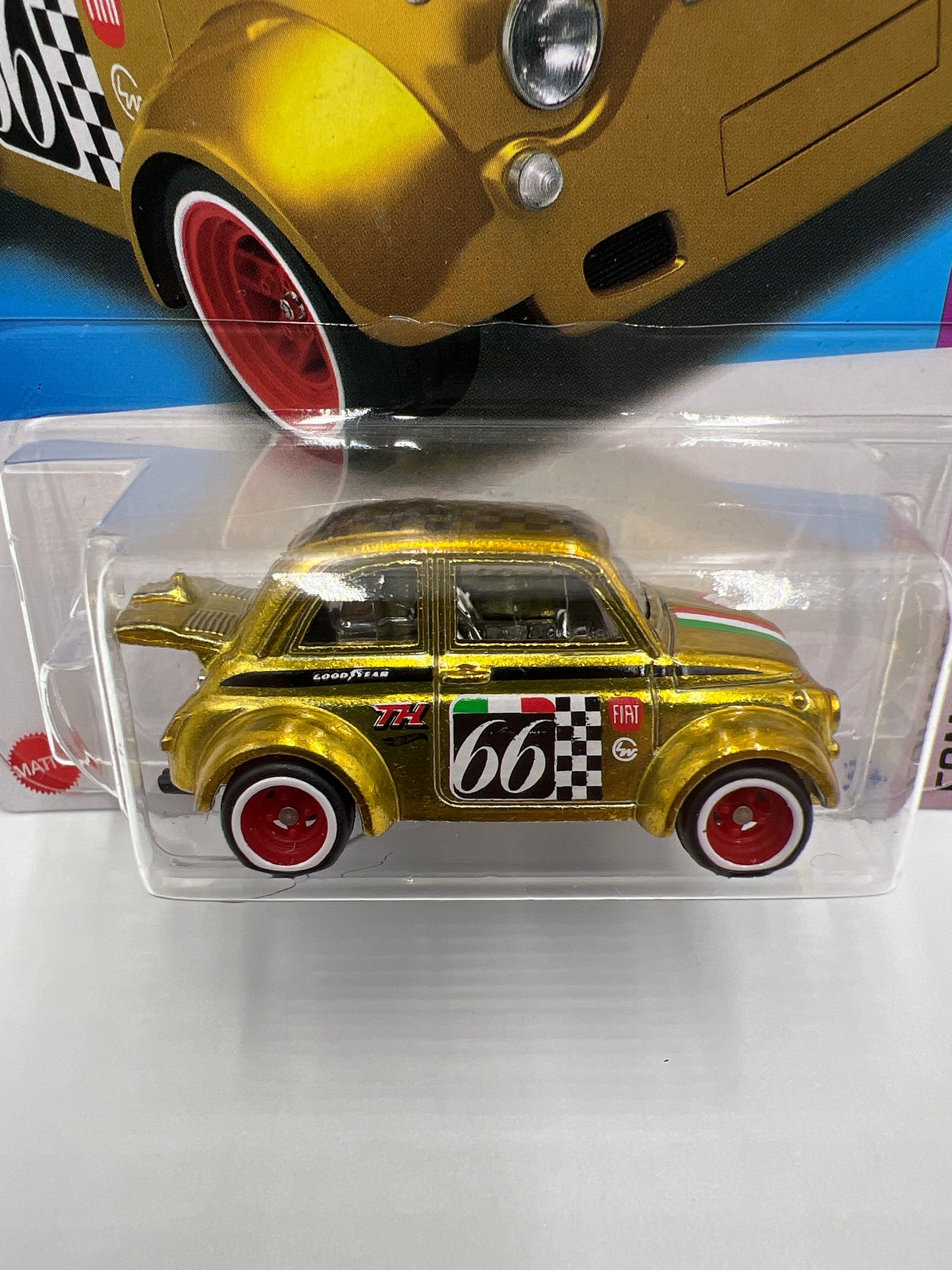 2024 Hot Wheels Super Treasure Hunt #117 60s Fiat 500D Modificado Gold W/Protector