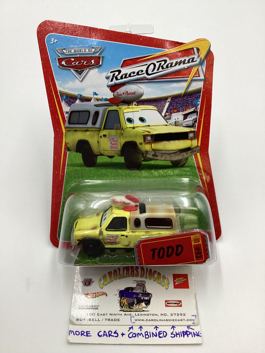 Disney Pixar The World Of Cars Race O Rama Todd Yellow #93 137A