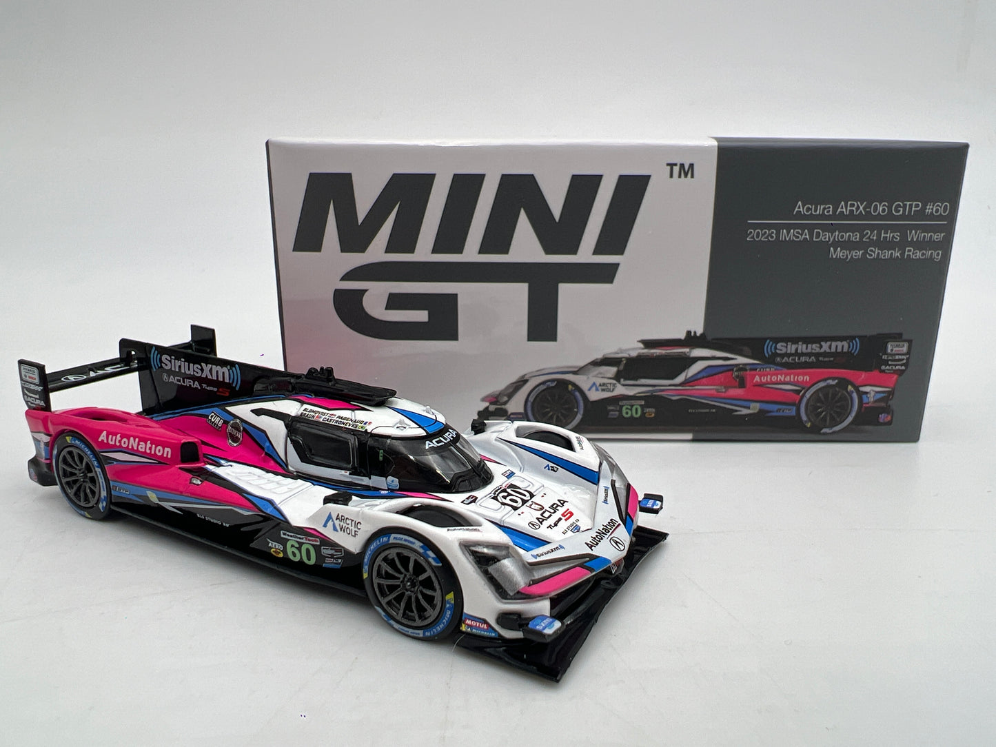 Mini GT #668 Acura ARX-06 GTP #60 2023 IMSA Daytona 24 Hrs Winner Meyer Shank Racing