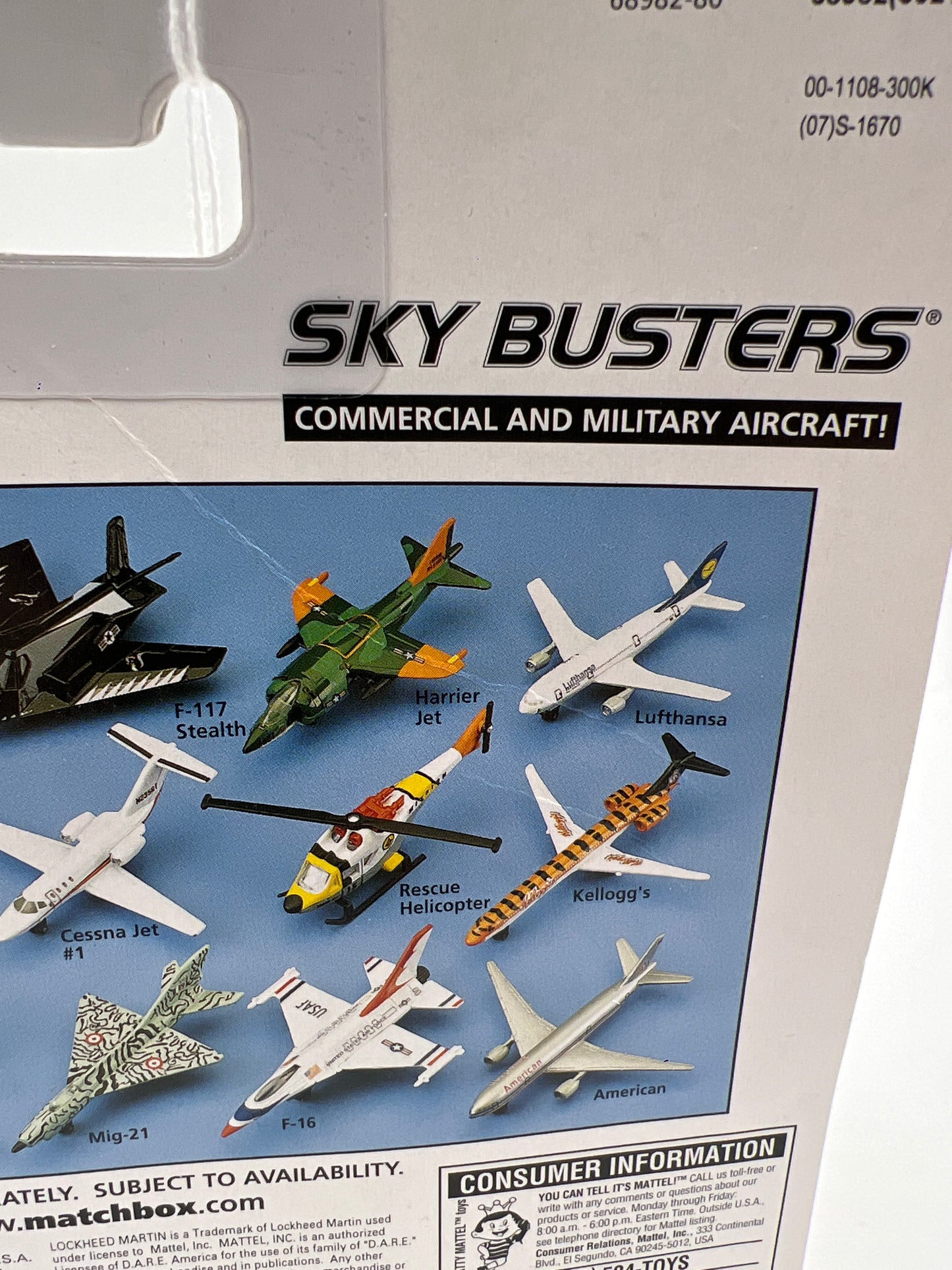 Matchbox Sky Busters Mig-21 Striped Yellow Blister WW7