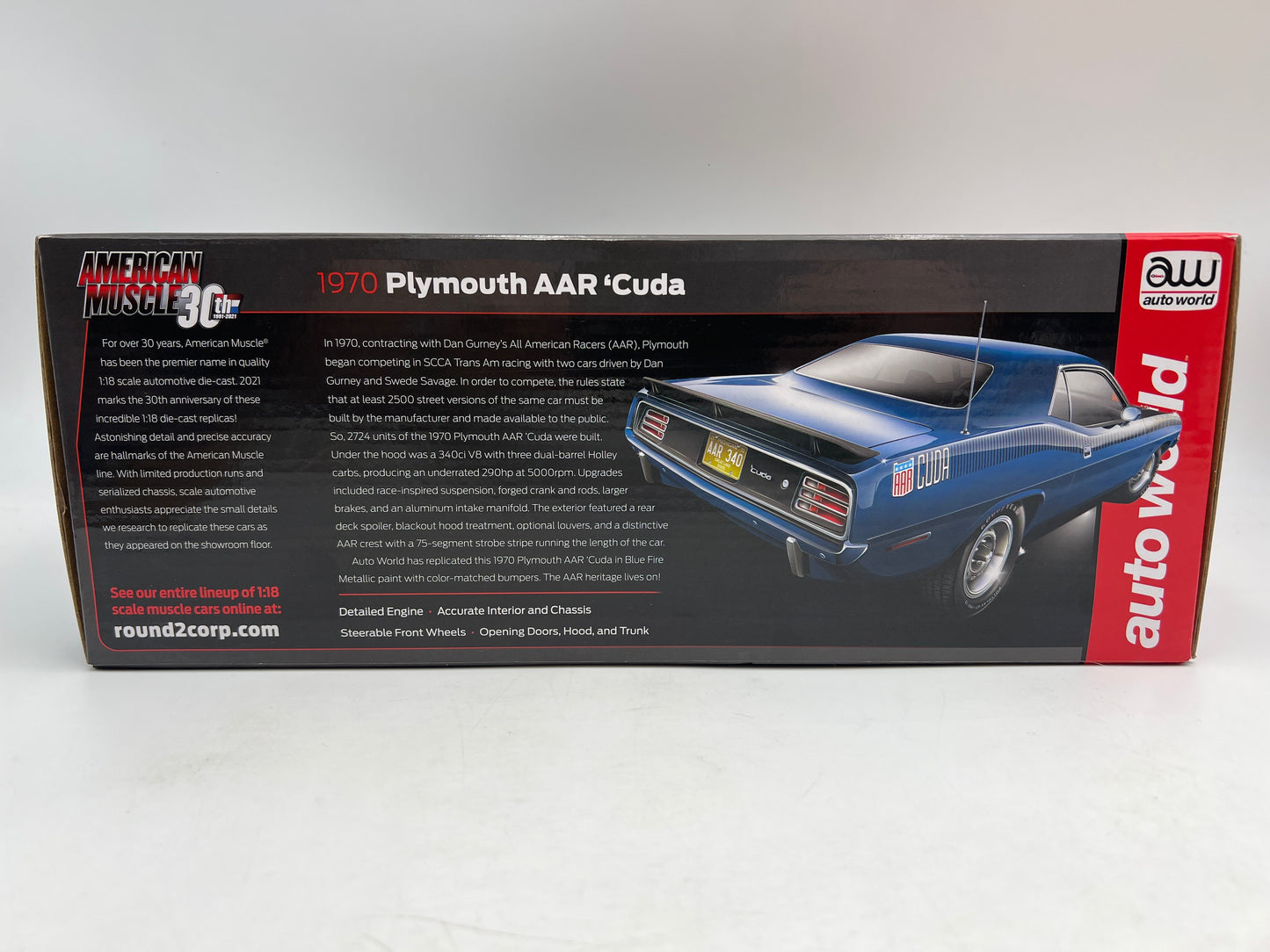Auto World 1:18 Scale American Muscle 30th Anniversary 1970 Plymouth AAR Cuda Blue VHTF