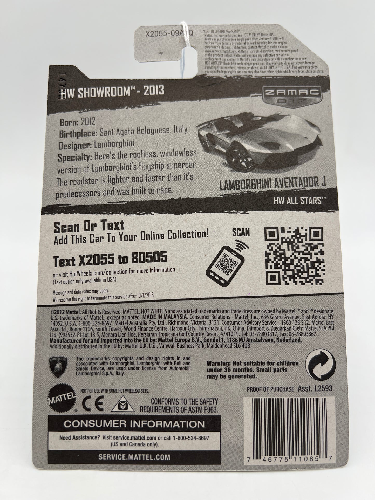 2013 Hot Wheels Walmart Exclusive Zamac 017 #180 Lamborghini Aventador J