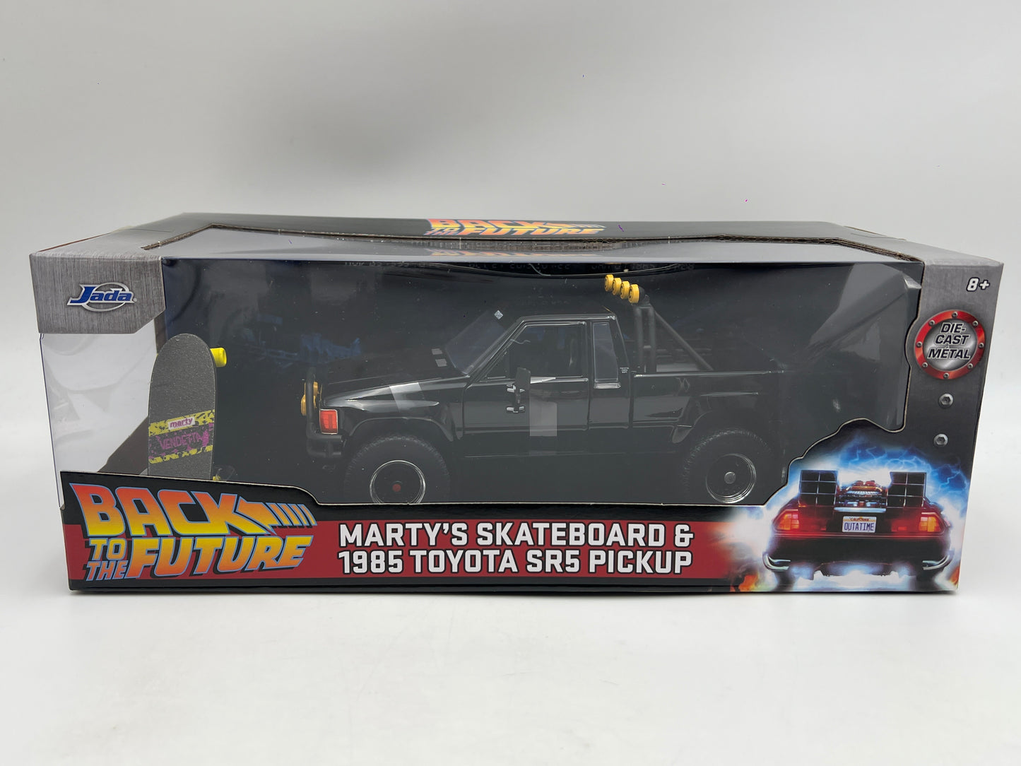Jada 1/24 Scale Back To The Future 1985 Toyota SR5 Pickup Black & Martys Skateboard