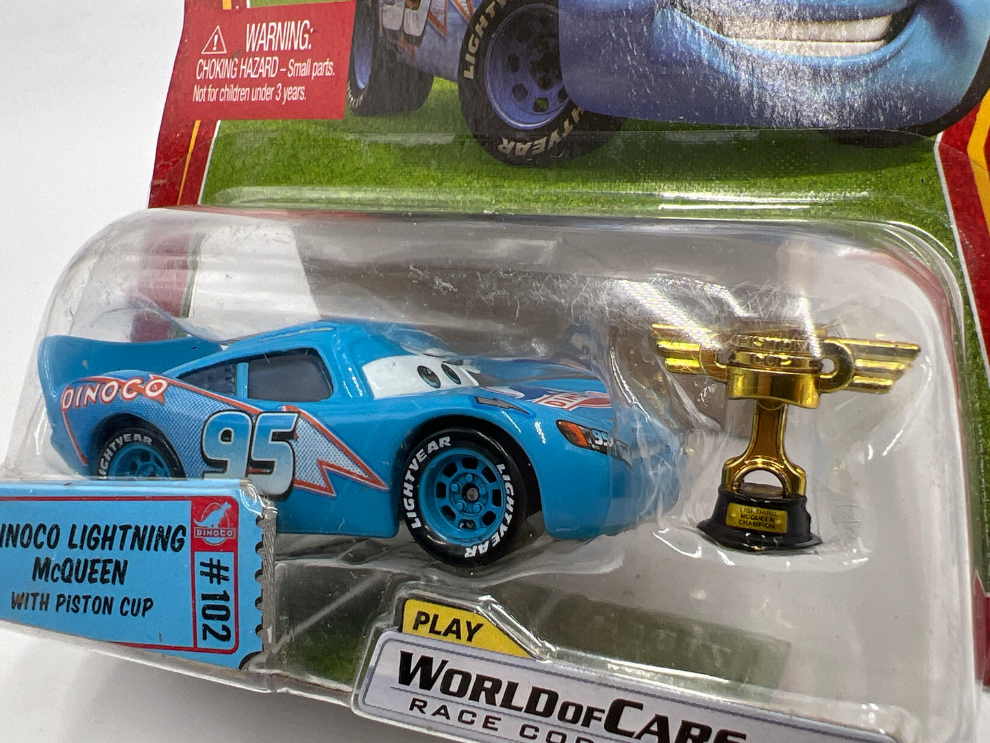 Disney Pixar The World Of Cars #102 CHASE Dinoco Lightning McQueen With Piston Cup