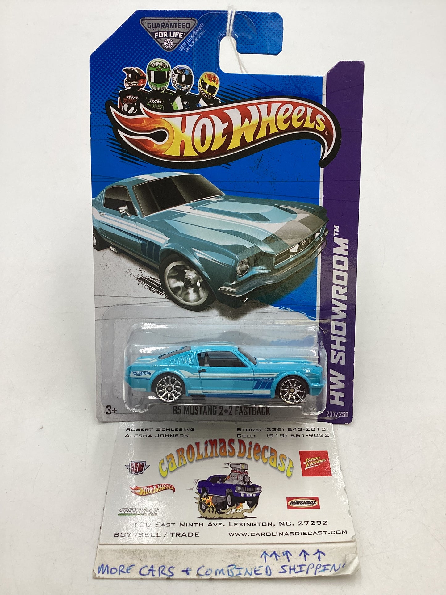 2013 Hot Wheels #237 Light Blue 65 Mustang 2+2 Fastback 30H