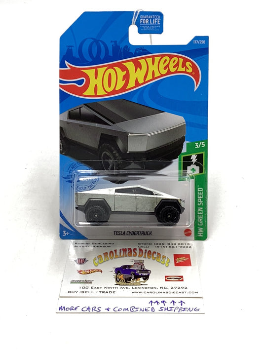 2022 Hot Wheels Green Speed #177 Tesla Cybertruck with protector