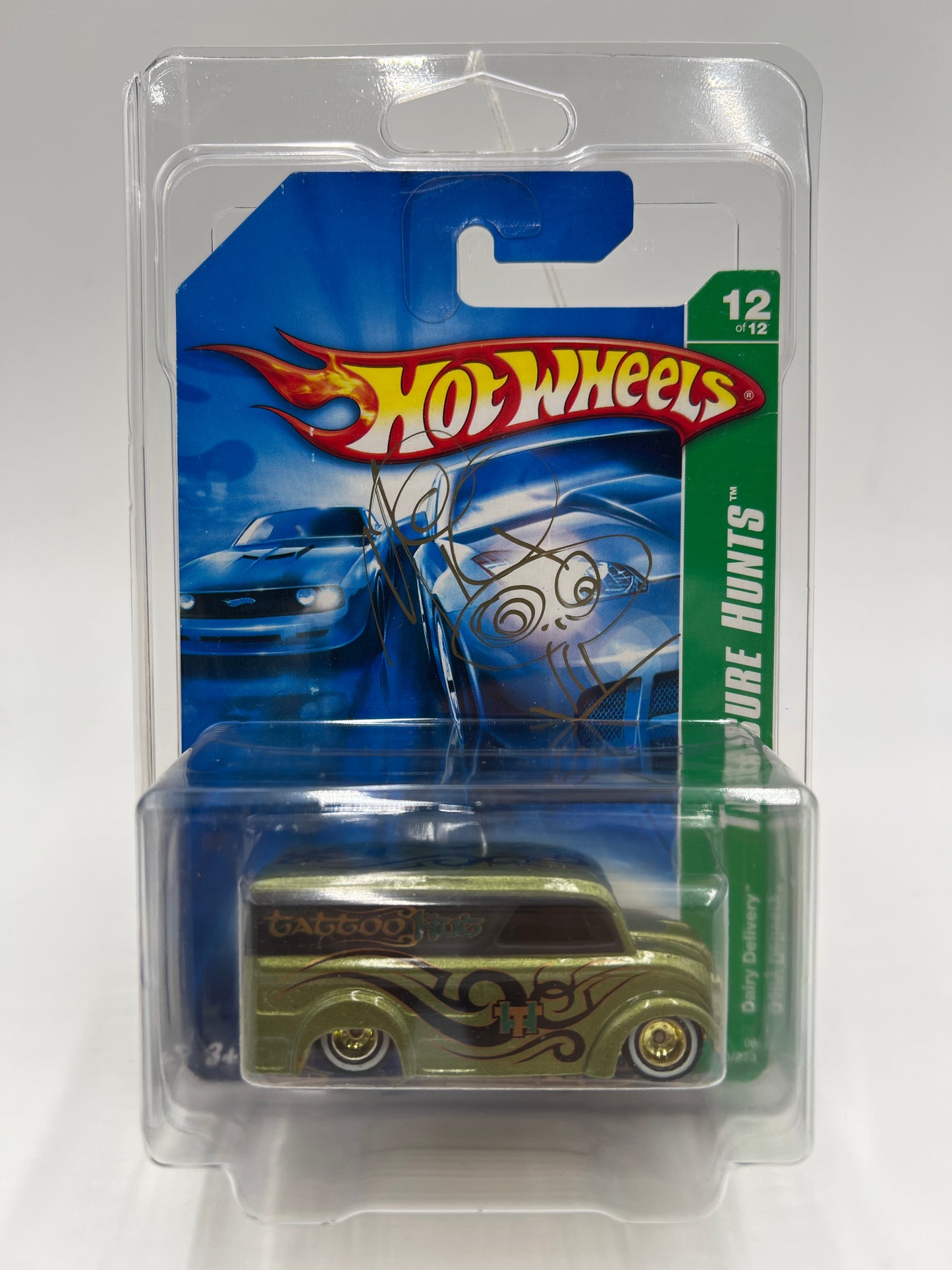 2007 Hot Wheels Treasure Hunt #50 Dairy Delivery Green Signed By MiQ WilmOtt W/Protector