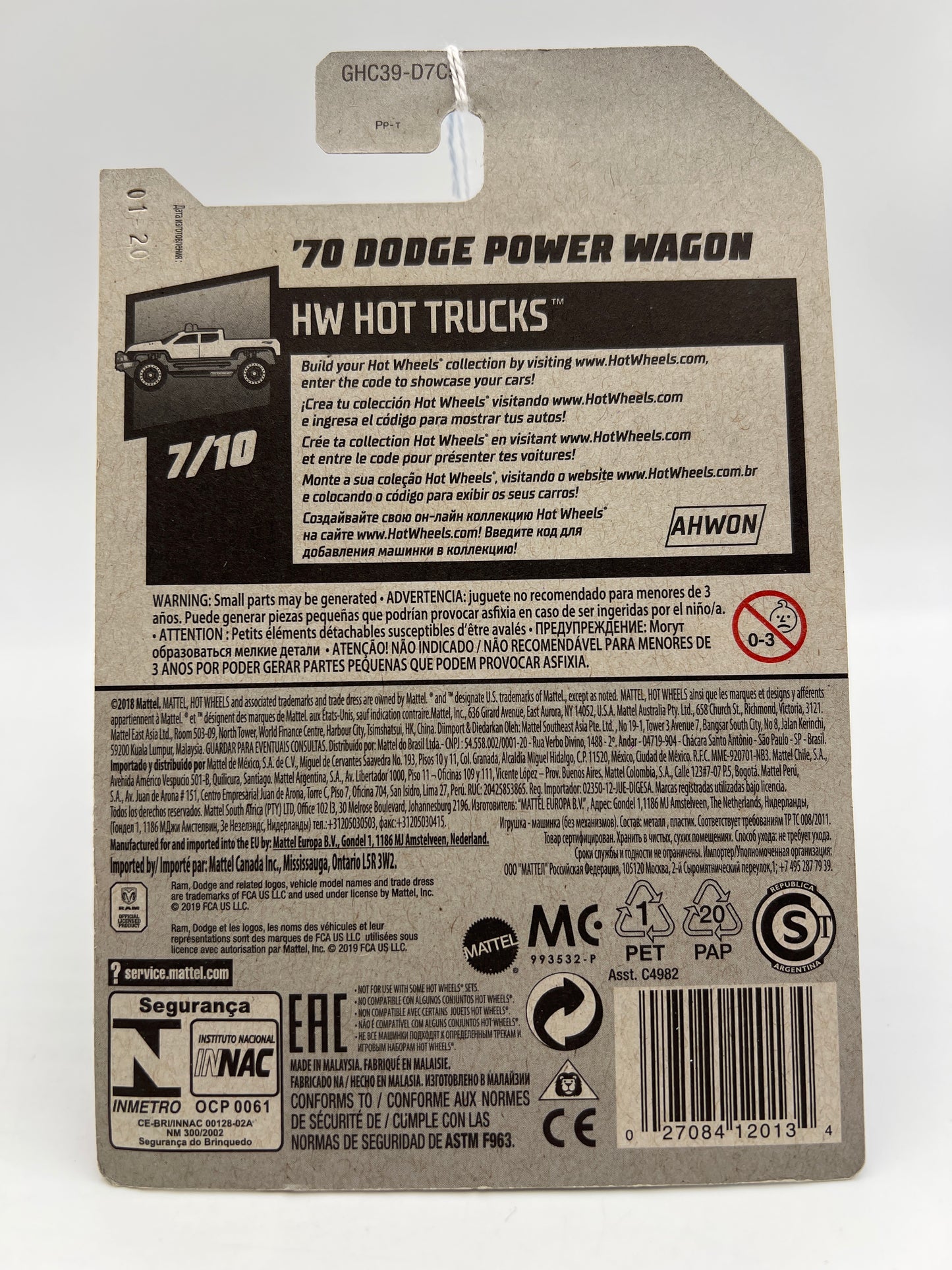 2020 Hot Wheels Hot Trucks #152 70 Dodge Power Wagon Blue/White
