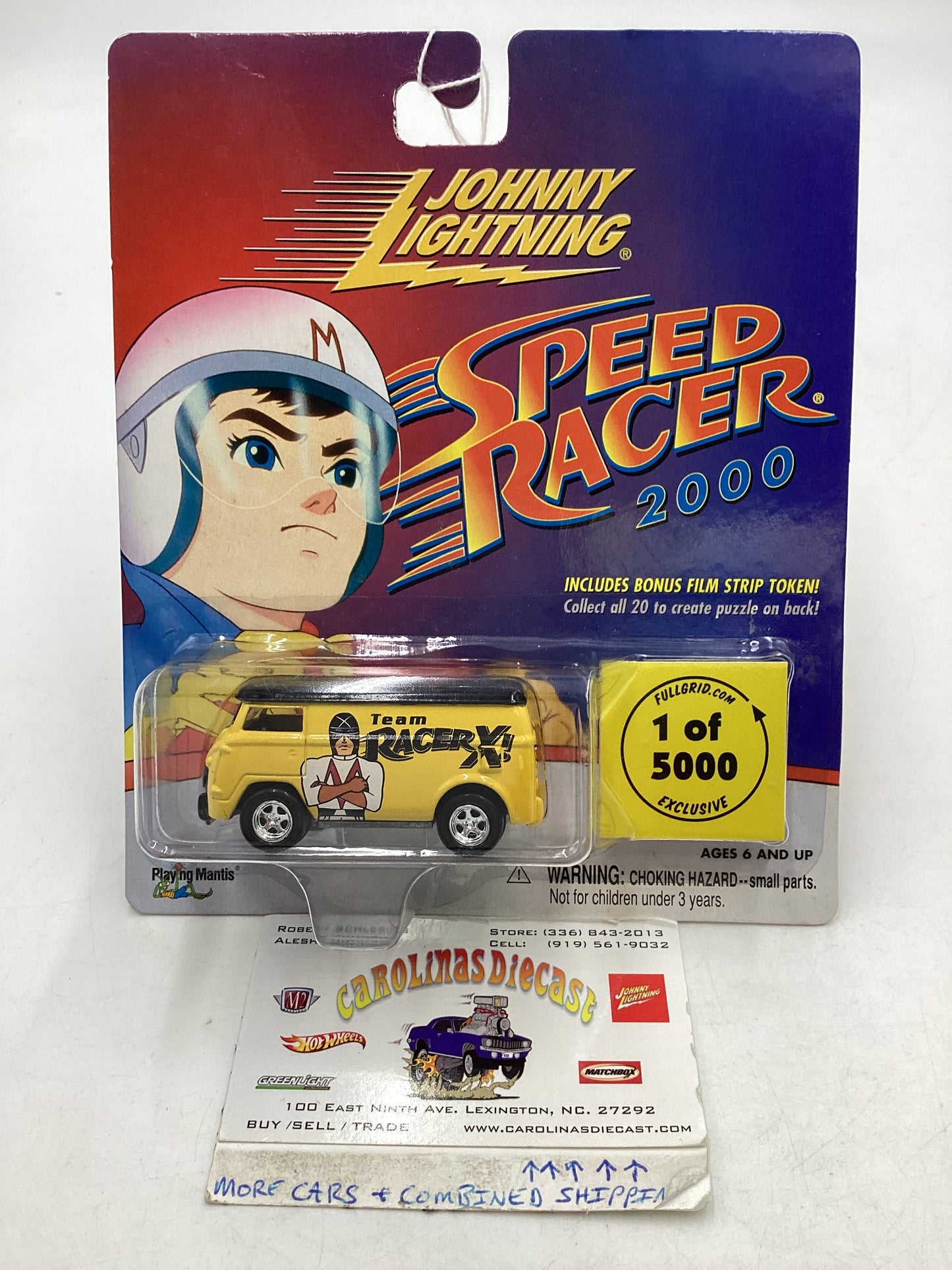 Johnny Lightning Speed Racer 2000 1/5000 VW Panel Van Yellow Team Racer X Cracked Blister