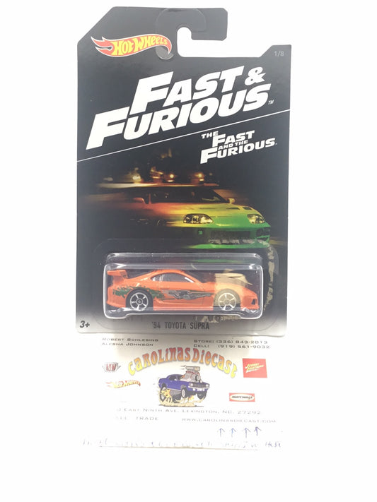 Hot wheels fast and furious 94 Toyota supra orange #1 1/8 W/Protector VHTF
