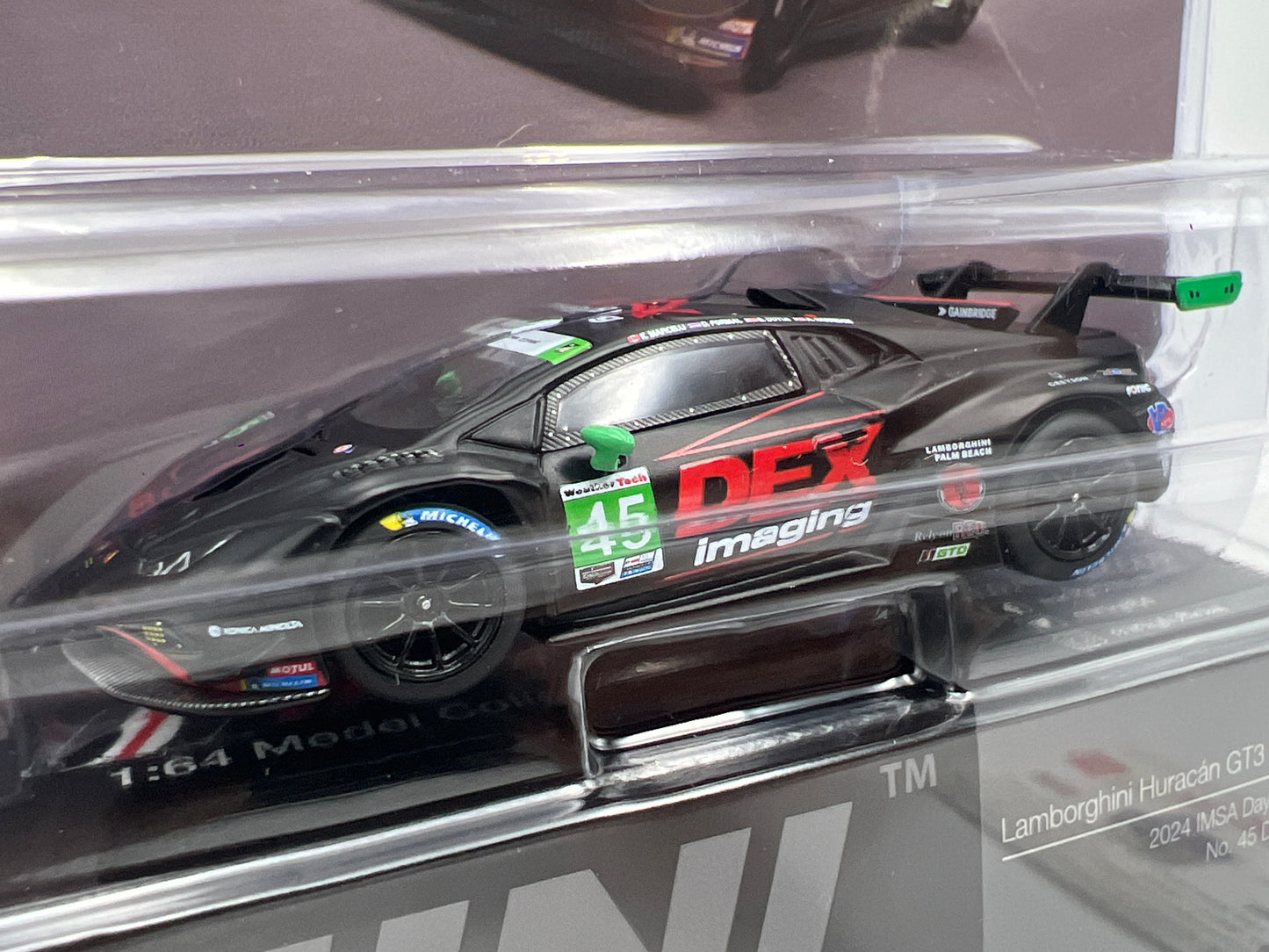 Mini GT #1129 Lamborghini Huracan GT3 EVO2 #45 2024 IMSA Daytona 24 Hrs DEX