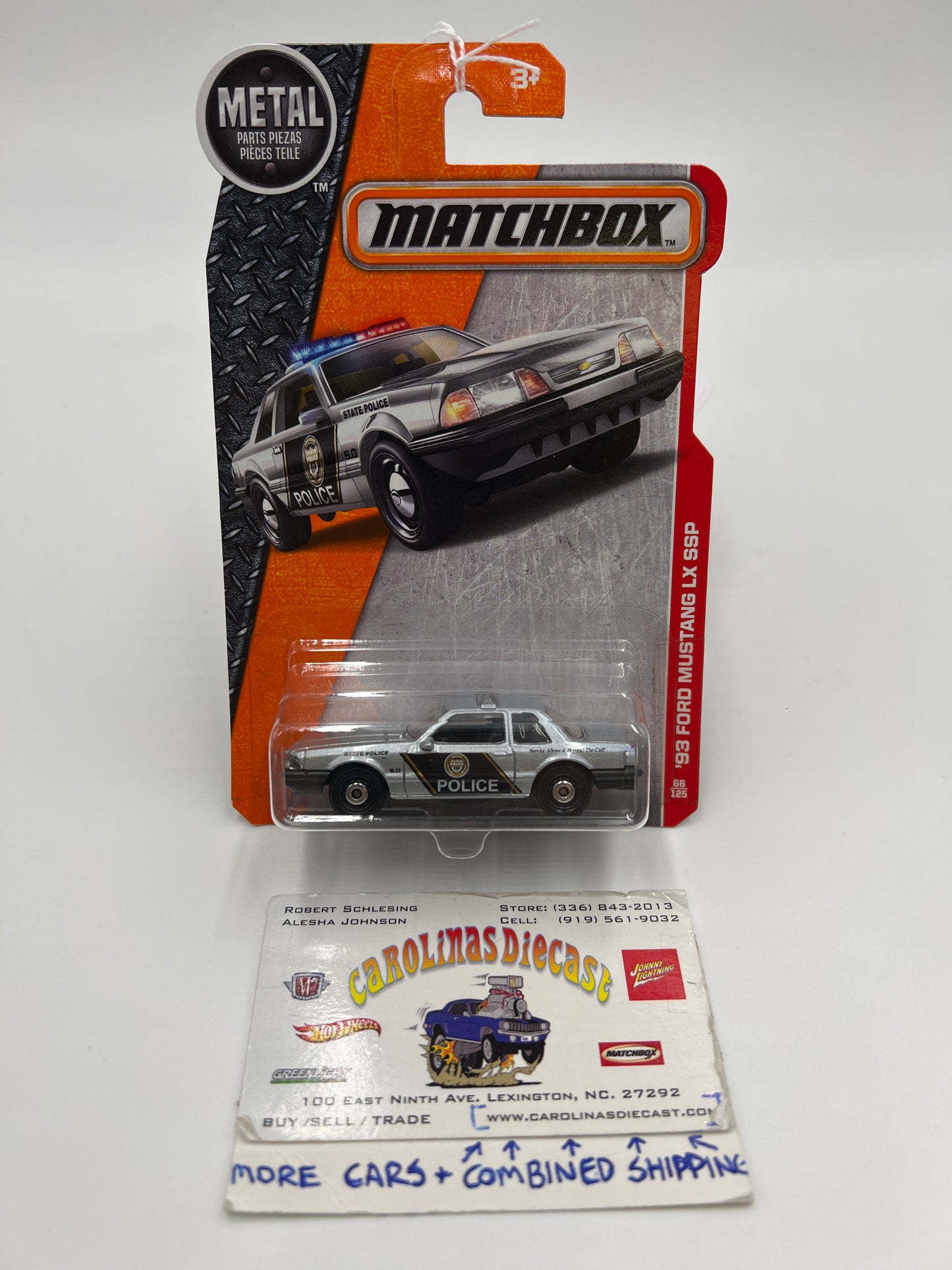 Matchbox MBX Heroic Rescue #66 93 Ford Mustang LX SSP Police Silver 206C