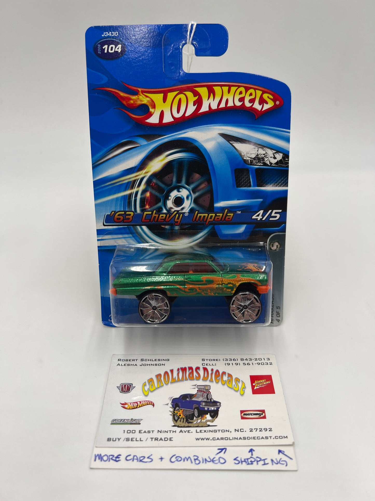 2006 Hot Wheels #104 Hi-Rakers 63 Chevy Impala Green 17A