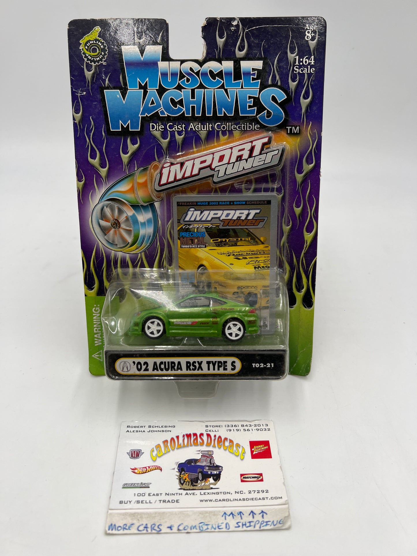 Muscle Machines Import Tuner 02 Acura RSX Type S Green T02-21 J Hook Torn 220G