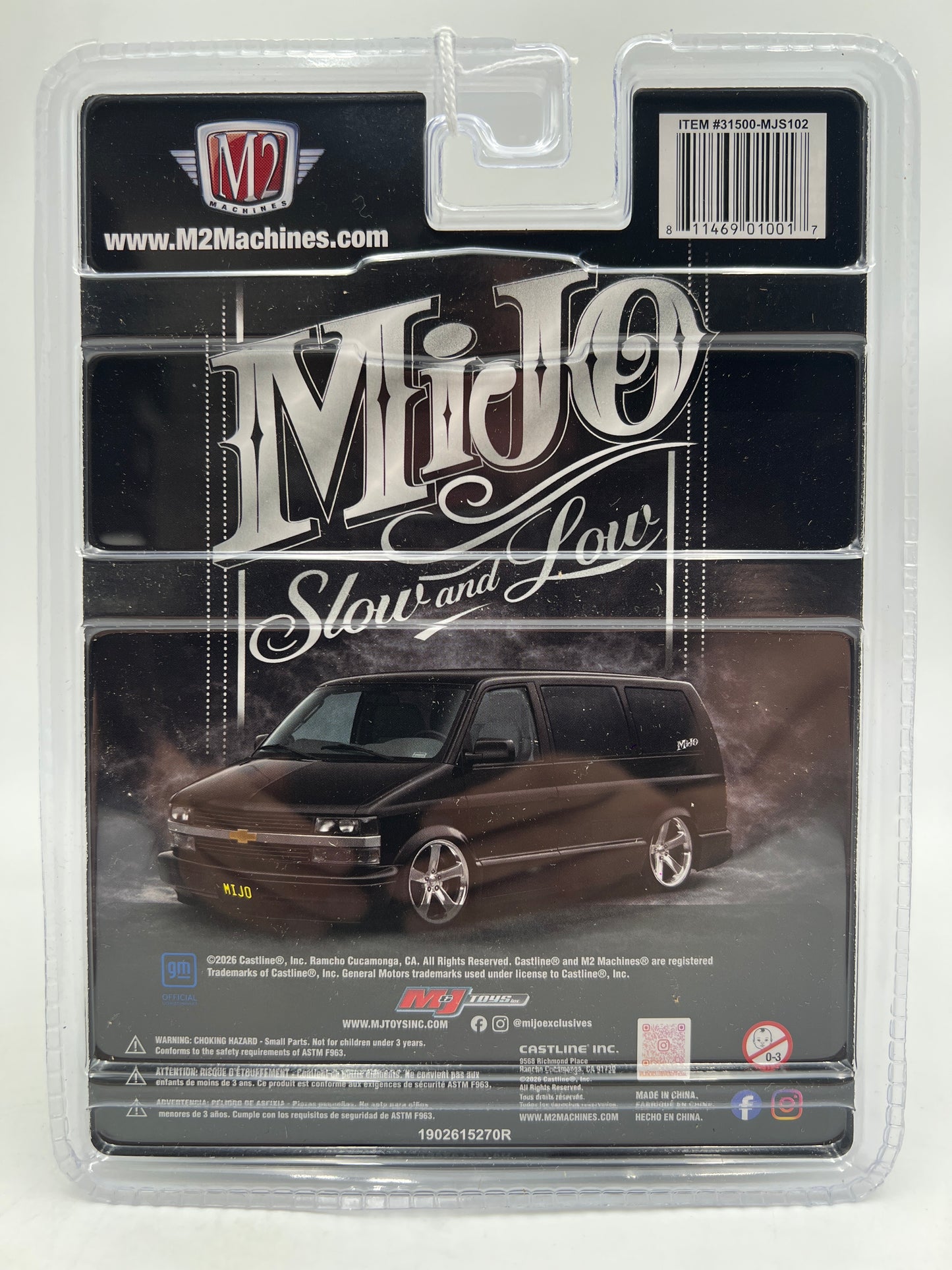 M2 Machines MJS102 MiJo Exclusives CHASE Slow And Low 1995 Chevy Astro Van Black