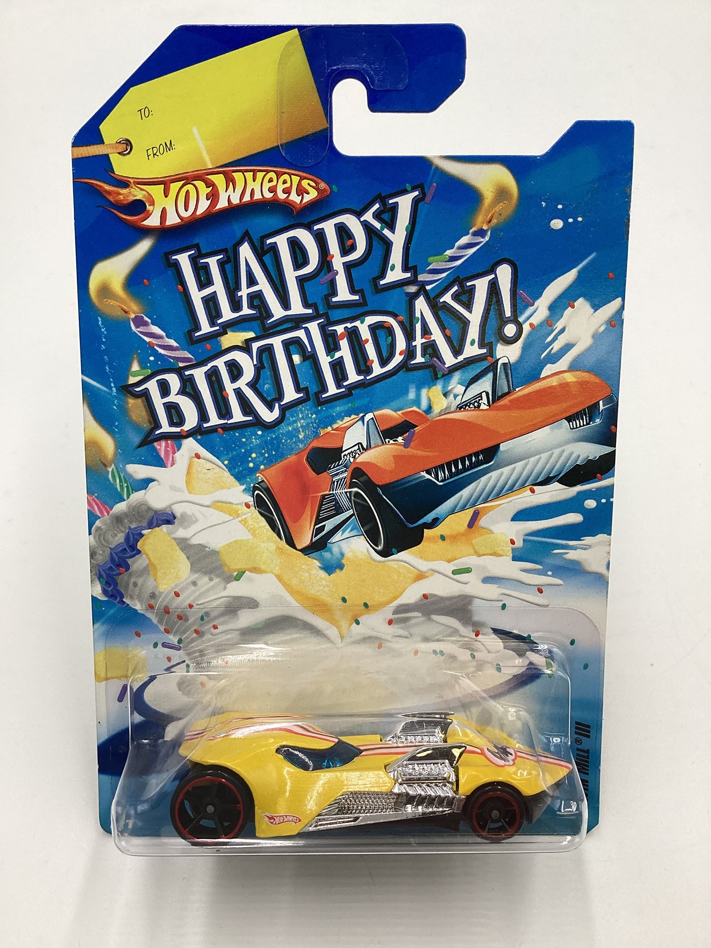 Hot Wheels Happy Birthday Card Twin Mill III Yellow HTF with protector