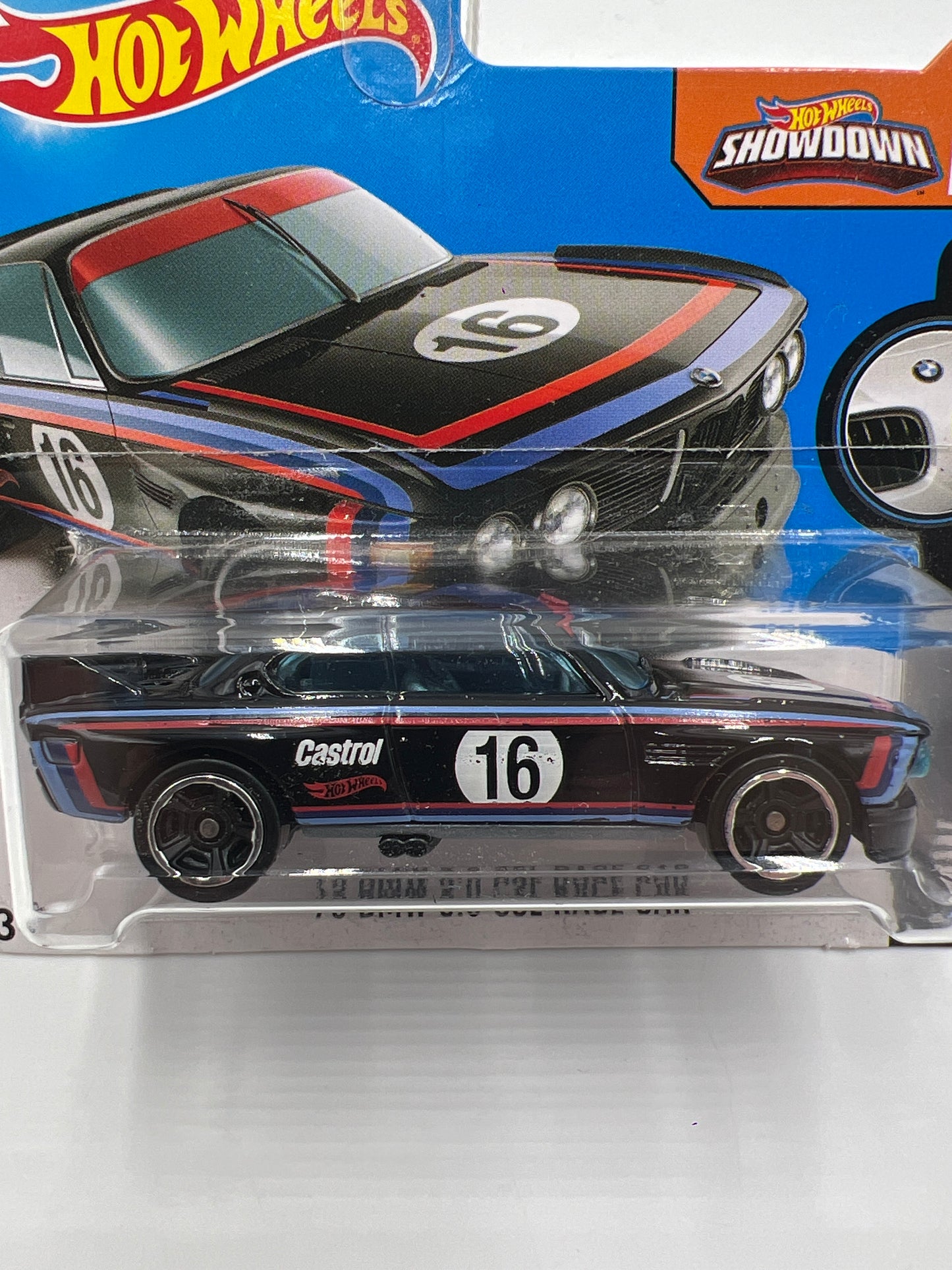 2016 Hot Wheels Short Card BMW #190 73 BMW 3.0 CSL Race Car Black