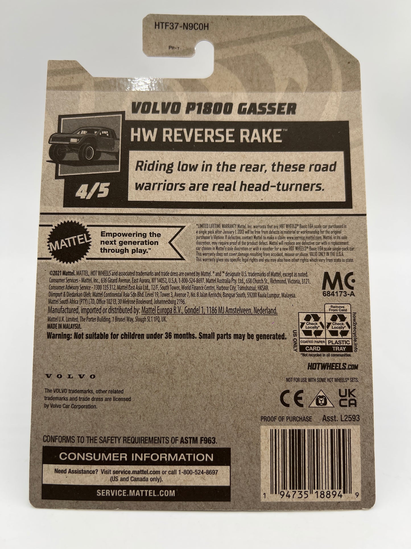 2024 Hot Wheels Super Treasure Hunt #153 Volvo P1800 Gasser Blue W/Protector #1