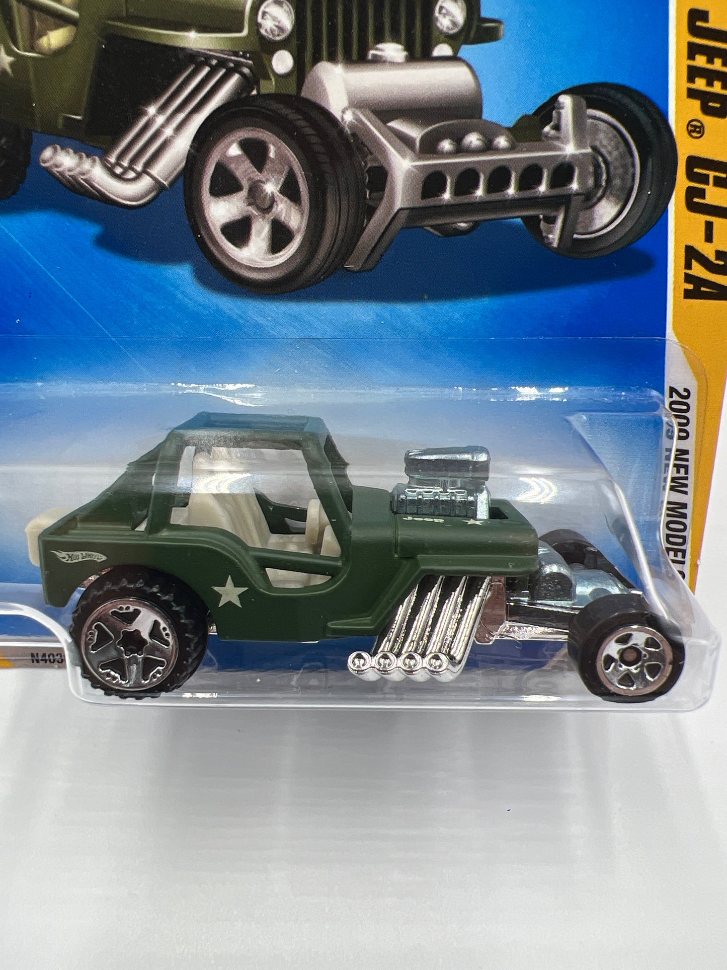 2009 Hot Wheels New Models #27 Custom Jeep CJ-2A Army Green 61i