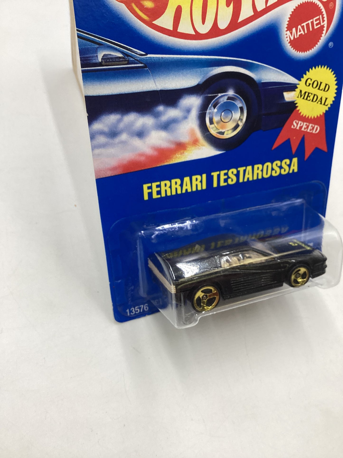 1991 Hot wheels #35 Gold Medal Speed Black Ferrari Testarossa 3 spoke