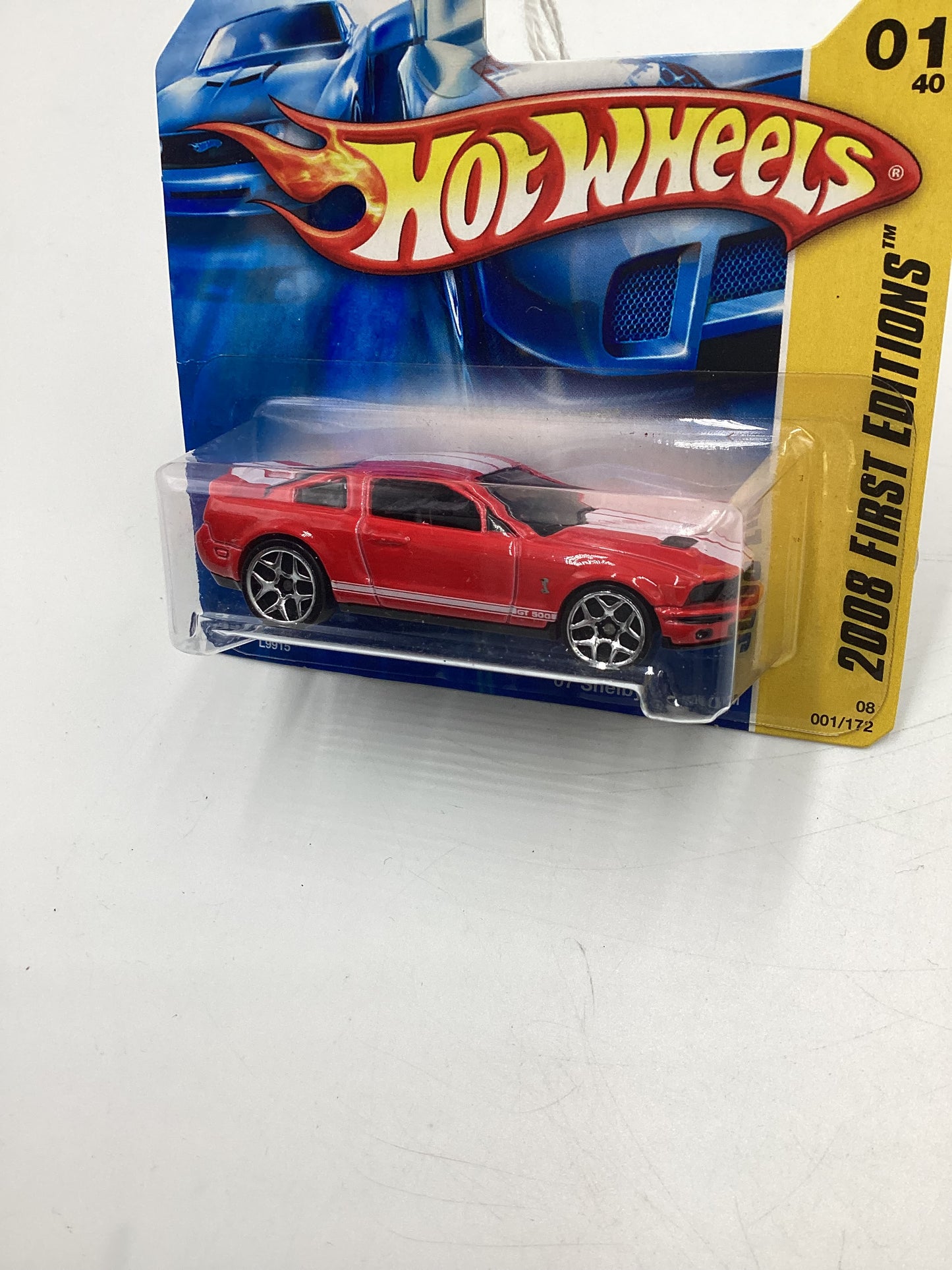 2008 Hot Wheels New Models #1 07 Shelby GT-500 Red Short Card 24C