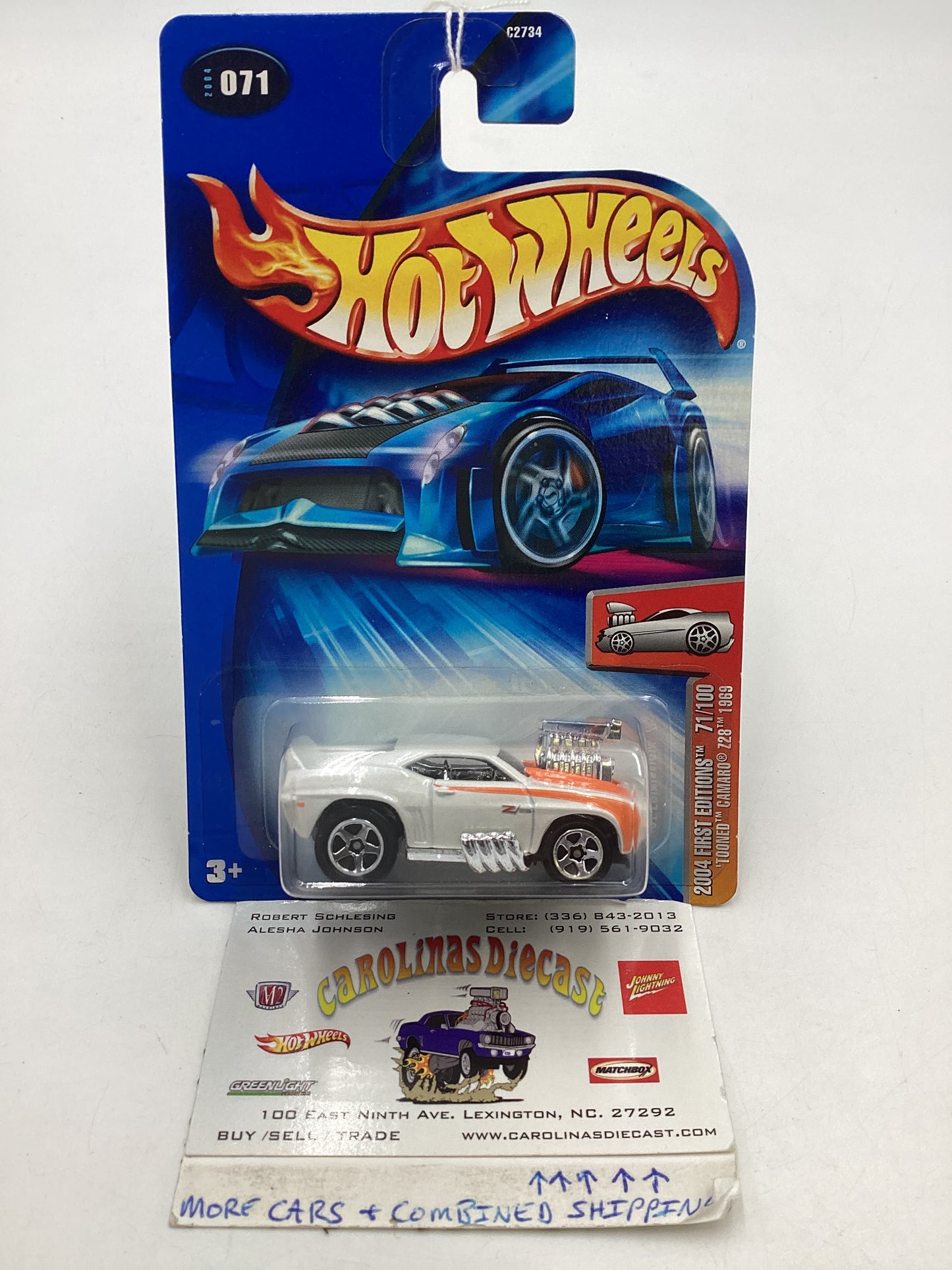 2004 Hot Wheels #071 Kmart Exclusive White Tooned Camaro Z28 236D