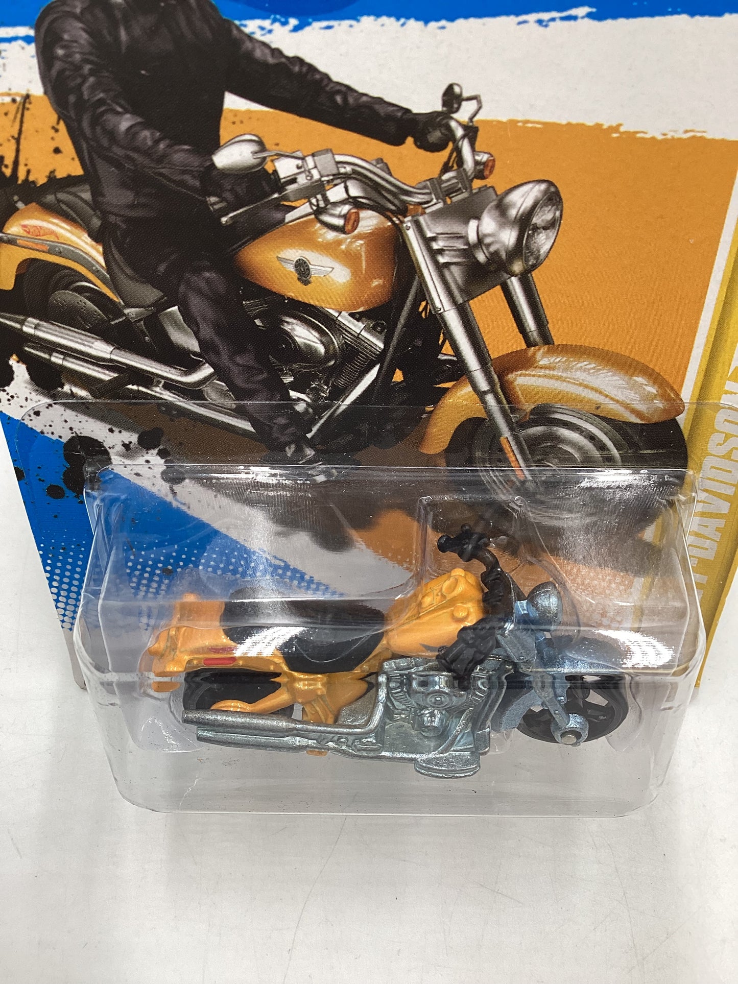 2012 Hot Wheels #30 Yellow Harley Davidson Fat Boy 53D