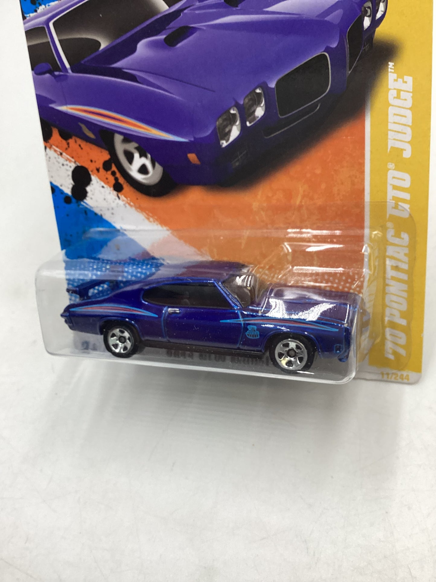 2011 Hot Wheels #11 70 Pontiac GTO Judge Dark Blue 43B