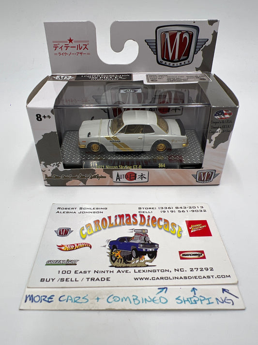M2 Machines Auto-Japan Premium Edition CHASE 1971 Nissan Skyline GT-R White/Gold S64