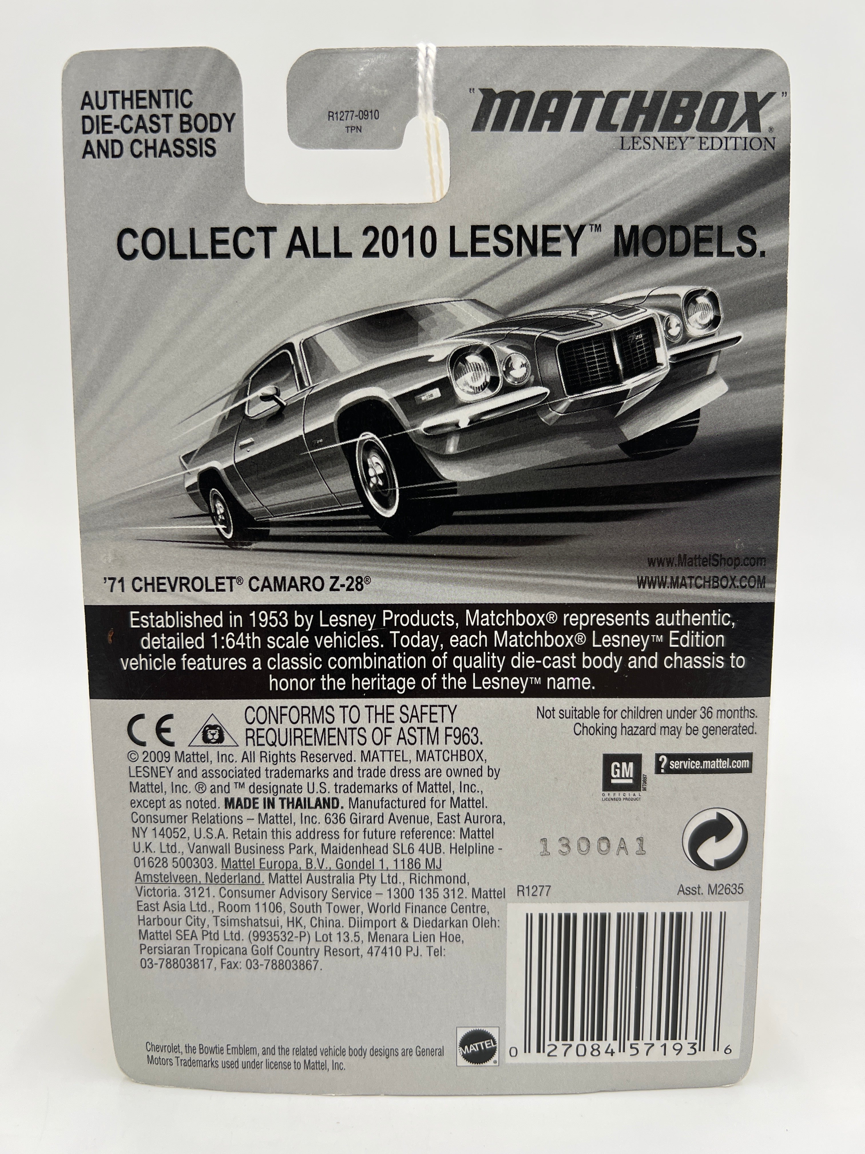 Matchbox Lesley Edition 71 Chevrolet Camaro Z-28 Green 162E
