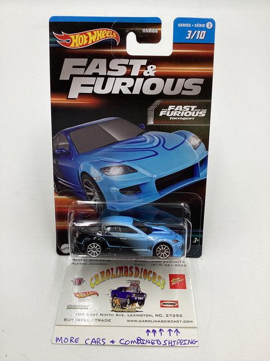 2023 Hot Wheels Fast and Furious Series 3  #3 Mazda RX-8 Blue/Black with protector