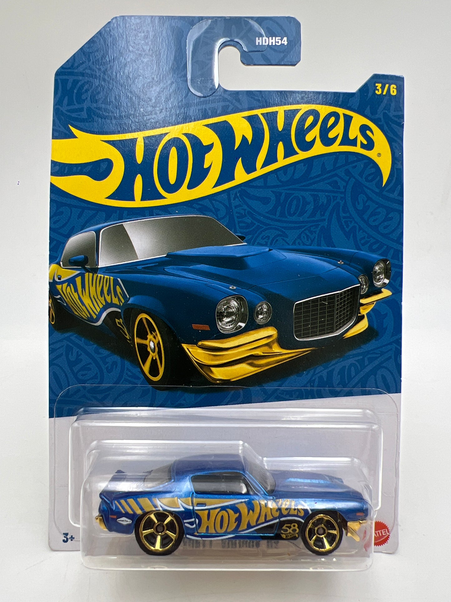 Hot Wheels 58th Anniversary Pearl and Chrome #3 70 Chevy Camaro RS Blue 160i