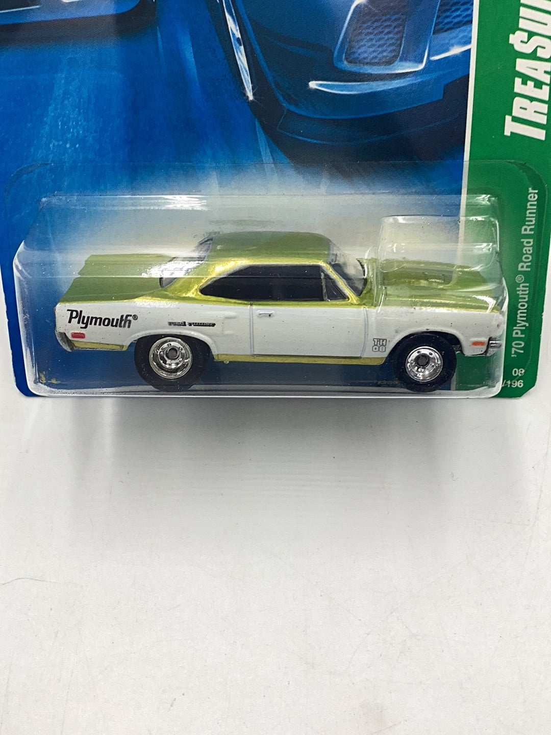 2008 Hot Wheels Super Treasure Hunt 70 Plymouth Roadrunner #162 with protector