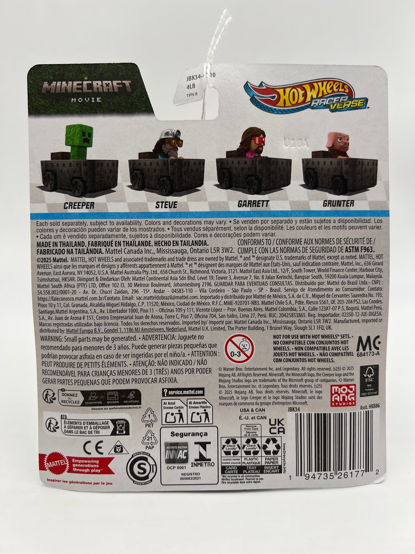 2025 Hot Wheels Racer Verse A Minecraft Movie Steve 111B