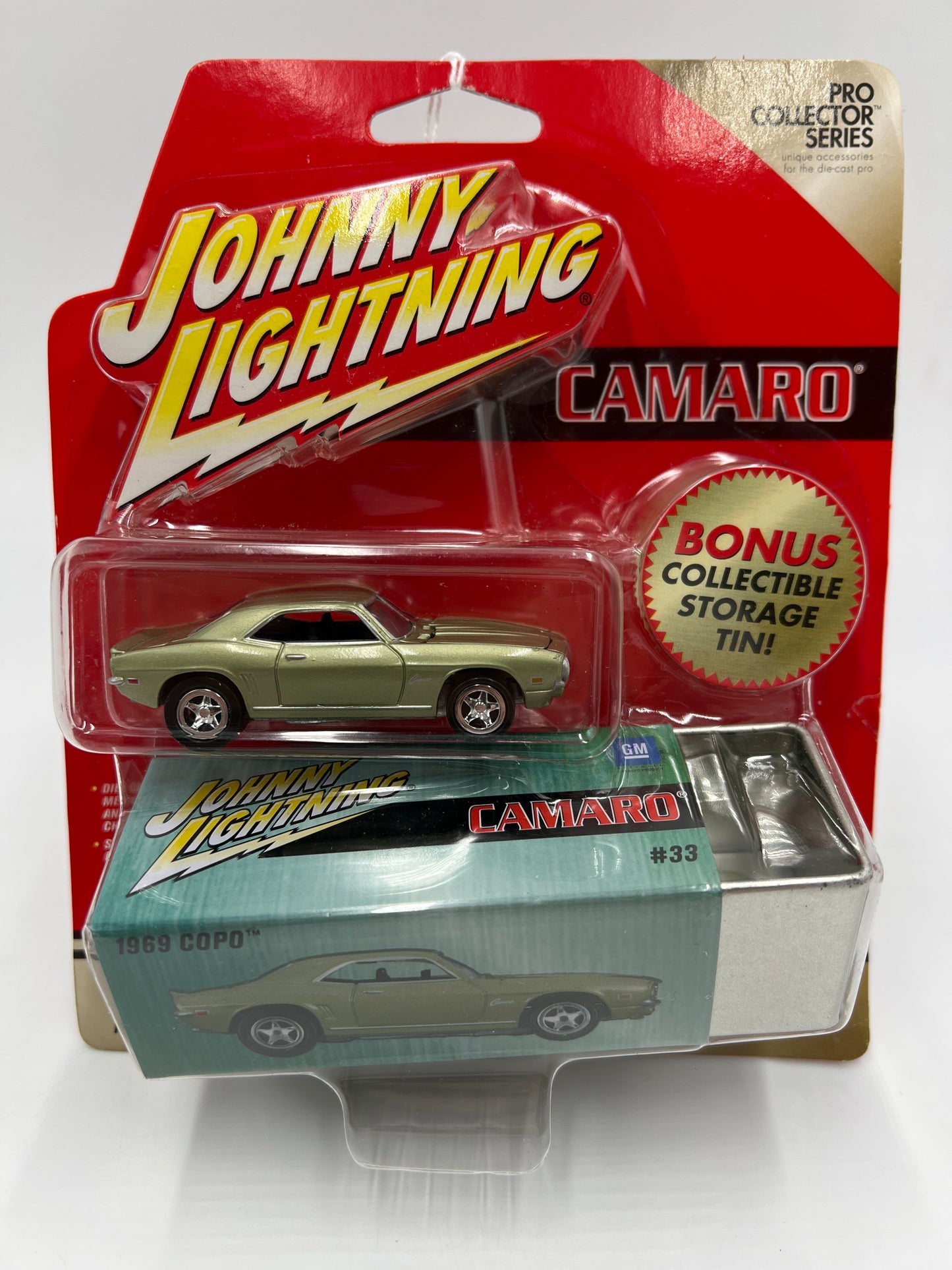 Johnny Lightning Pro Collector Series W/Storage Tin #33 1969 Copo Camaro Green 227E