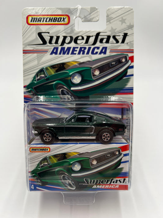 Matchbox Superfast America #4 1968 Ford Mustang Green 174F