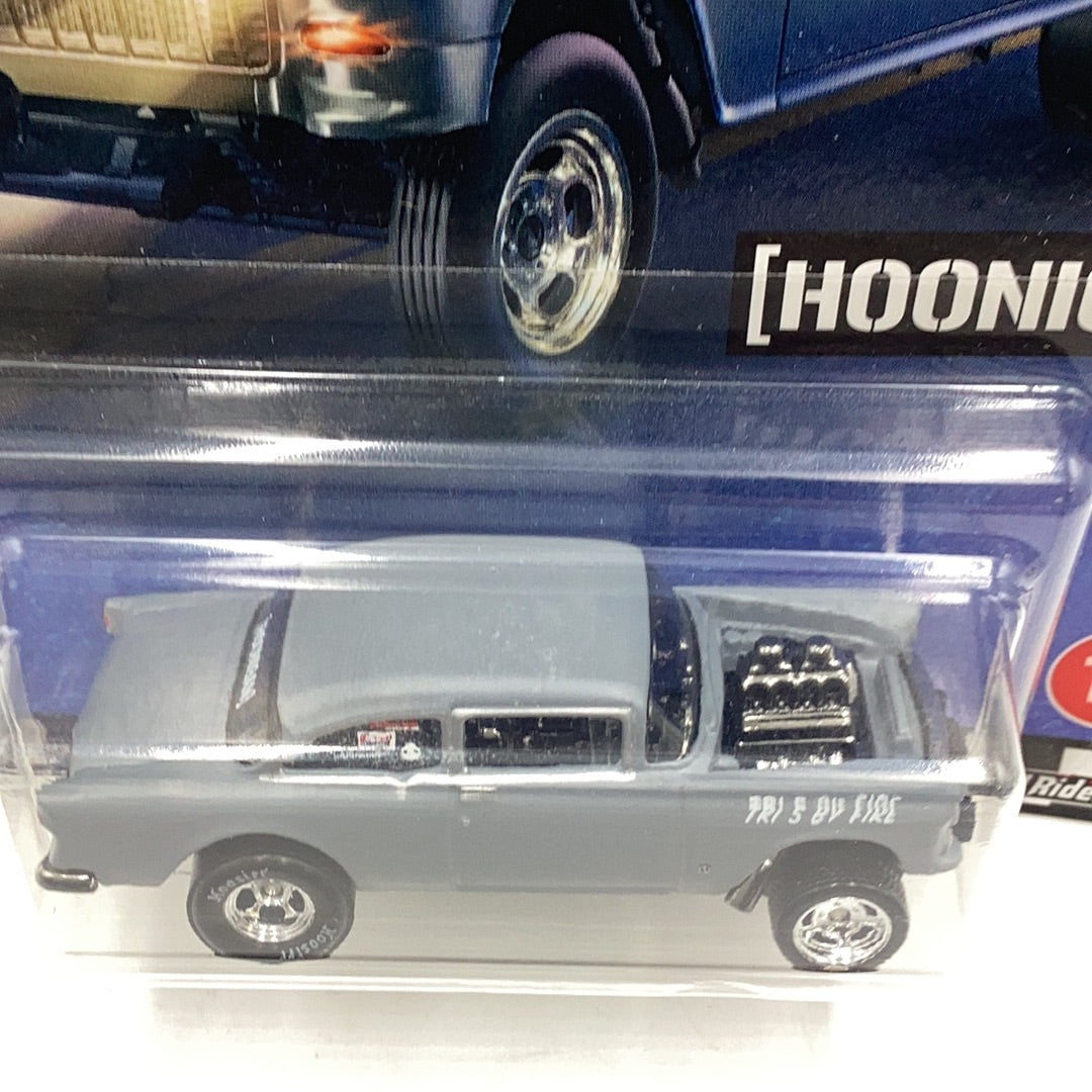 Hot Wheels Boulevard #11 55 Chevy Bel Air gasser Hoonigan chrome grill/ bumper D2