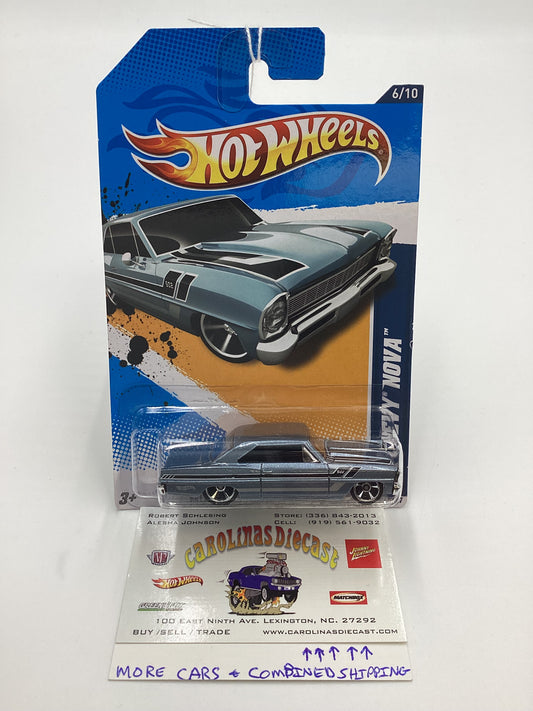 2012 Hot Wheels Muscle Mania GM #106 66 Chevy Nova Light Blue 5F