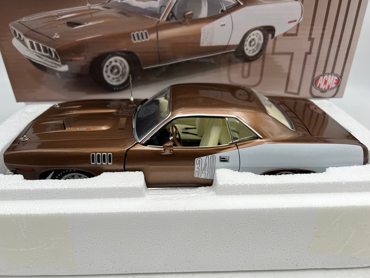 Acme 1:18 Scale #354 Of Only 402 Made 1971 Plymouth Cuda 340 Brown W/Box VHTF