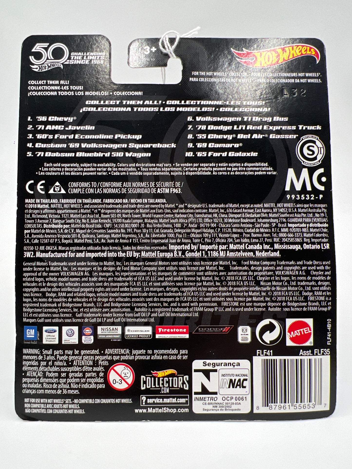 2018 Hot Wheels 50th Favorites #6 Volkswagen T1 Drag Bus Silver 258D