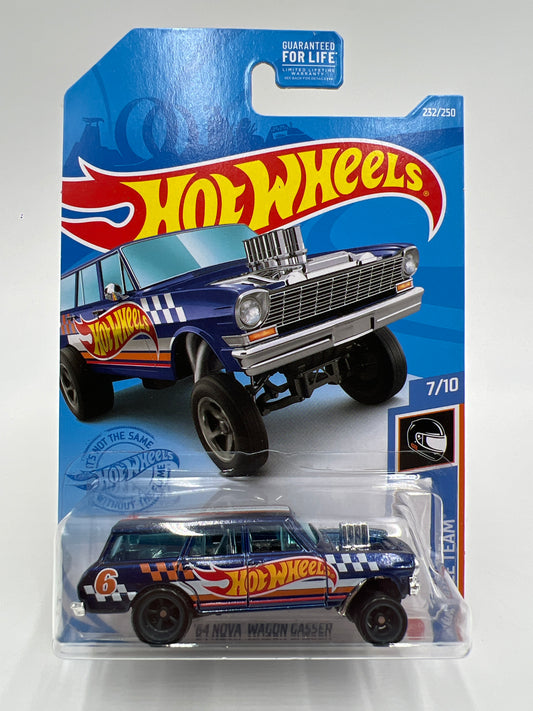 2021 Hot Wheels Super Treasure Hunt #232 64 Nova Wagon Gasser Blue W/Protector