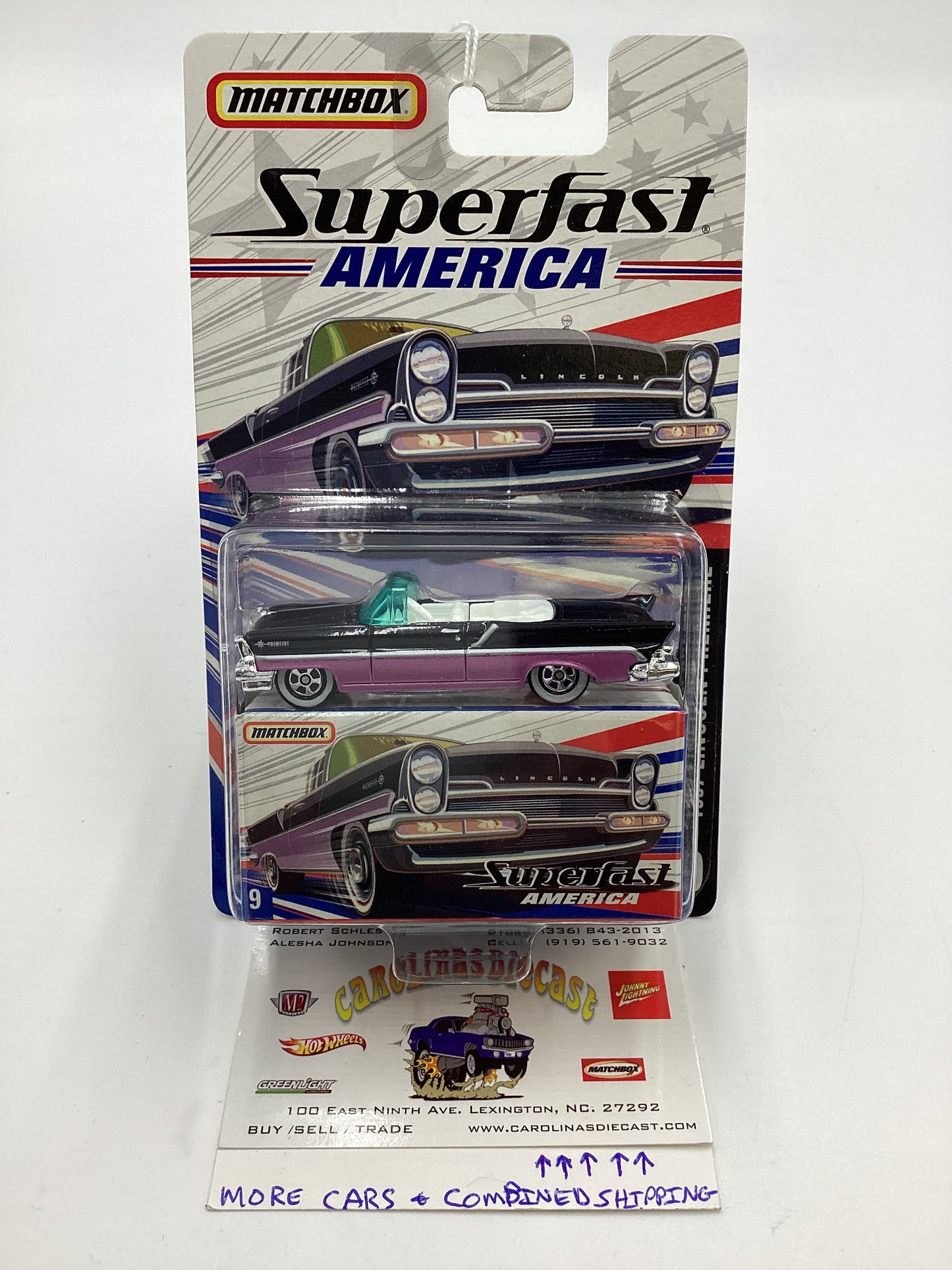 Matchbox Superfast America #9 1957 Lincoln Premiere Black/Purple 174F