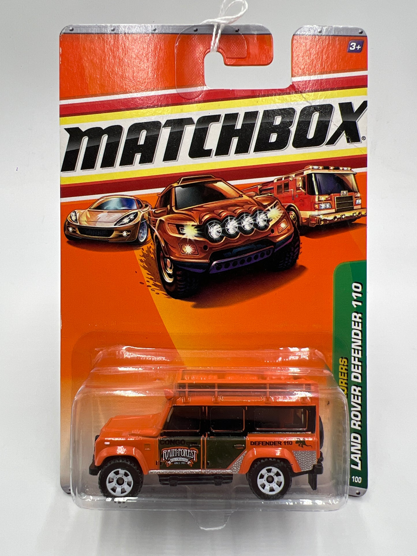 Matchbox Jungle Explorers #100 Land Rover Defender 110 Orange Card Has Crease 216O
