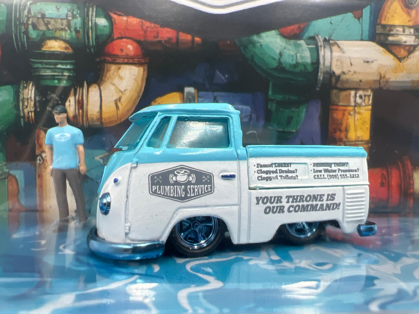 2025 M2 Machines Diorama CHASE Plumbing Service 1960 VW Single Cab Truck R15