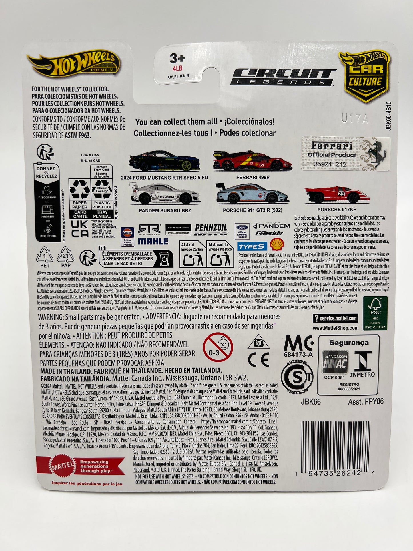 Hot Wheels Premium Car Culture Circuit Legends CHASE #0 Ferrari 499P Black W/Protector