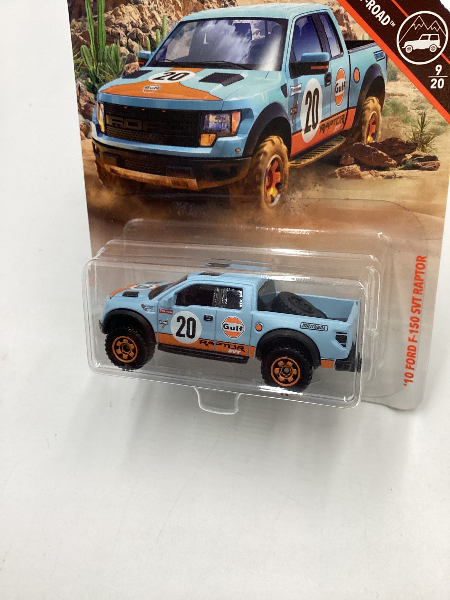 2018 Matchbox Off Road #9 10 Ford F-150 f150 SVT Raptor Gulf 208A